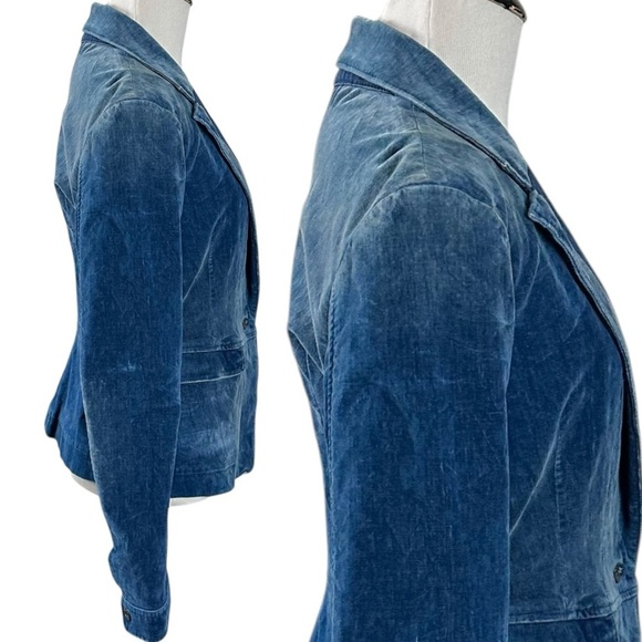 Vintage Diesel Blue Velvet Blazer Size XS Retro Y2K 70s Grunge Punk Fall Winter - Picture 4 of 11